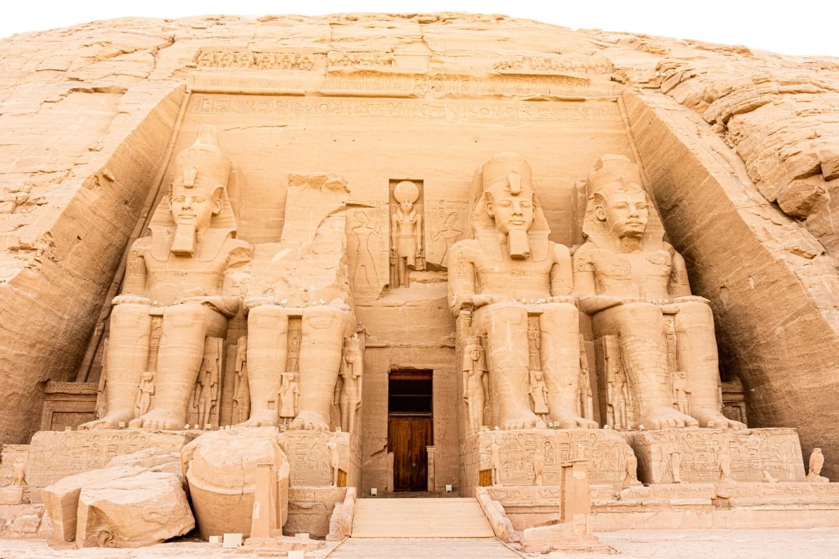 Entrance and door of the temple of Ramses II in Abu Simbel
